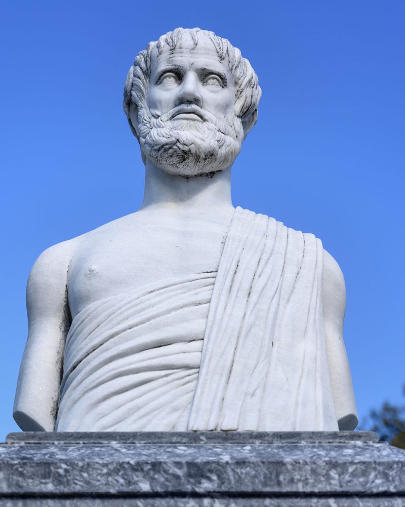 Statue of Aristotle in Olympiada village, Halkidiki, Greece
